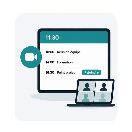 Illustration agenda et visioconférence
