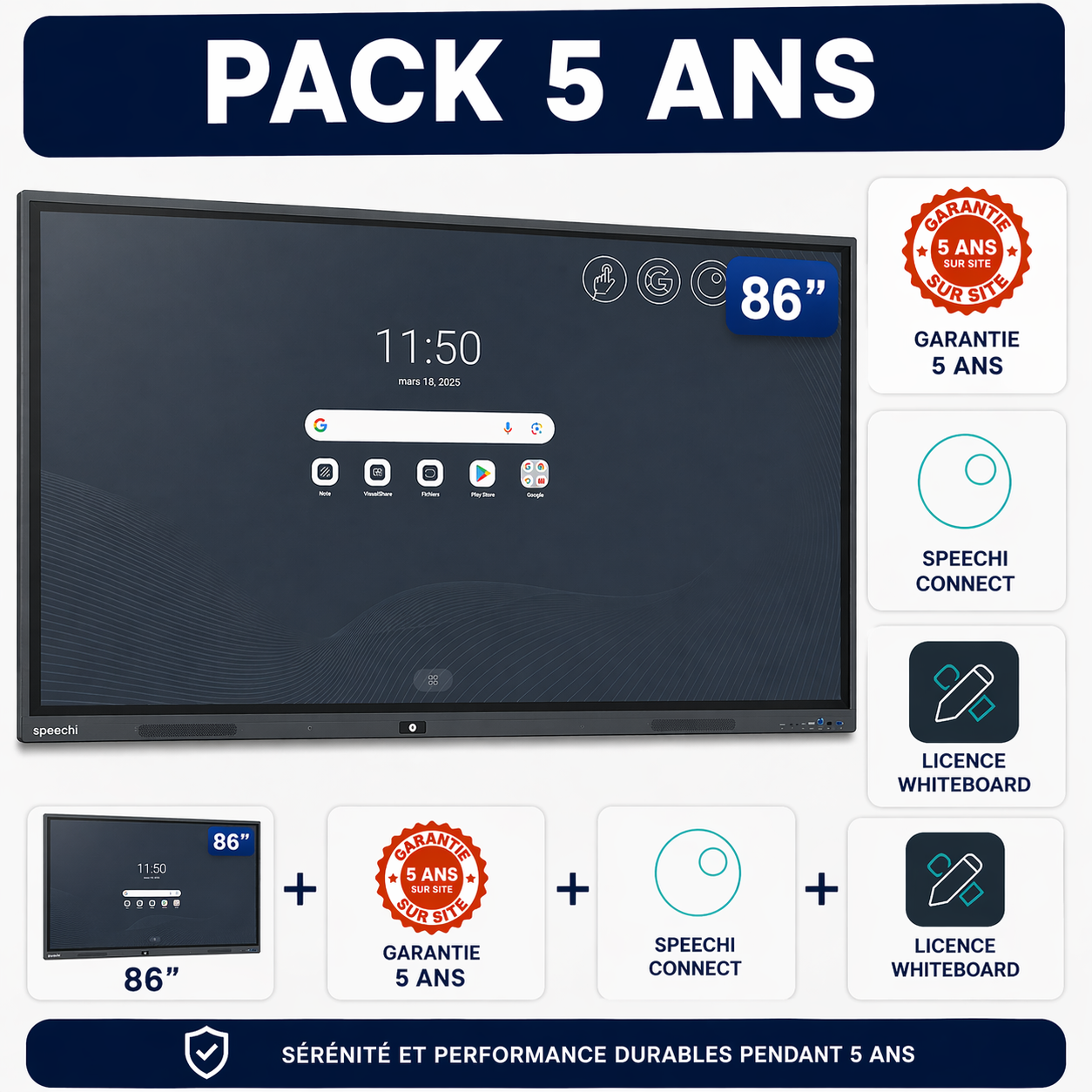 Pack Interactif 360 SuperGlass PRO | 86'' (5 ans)