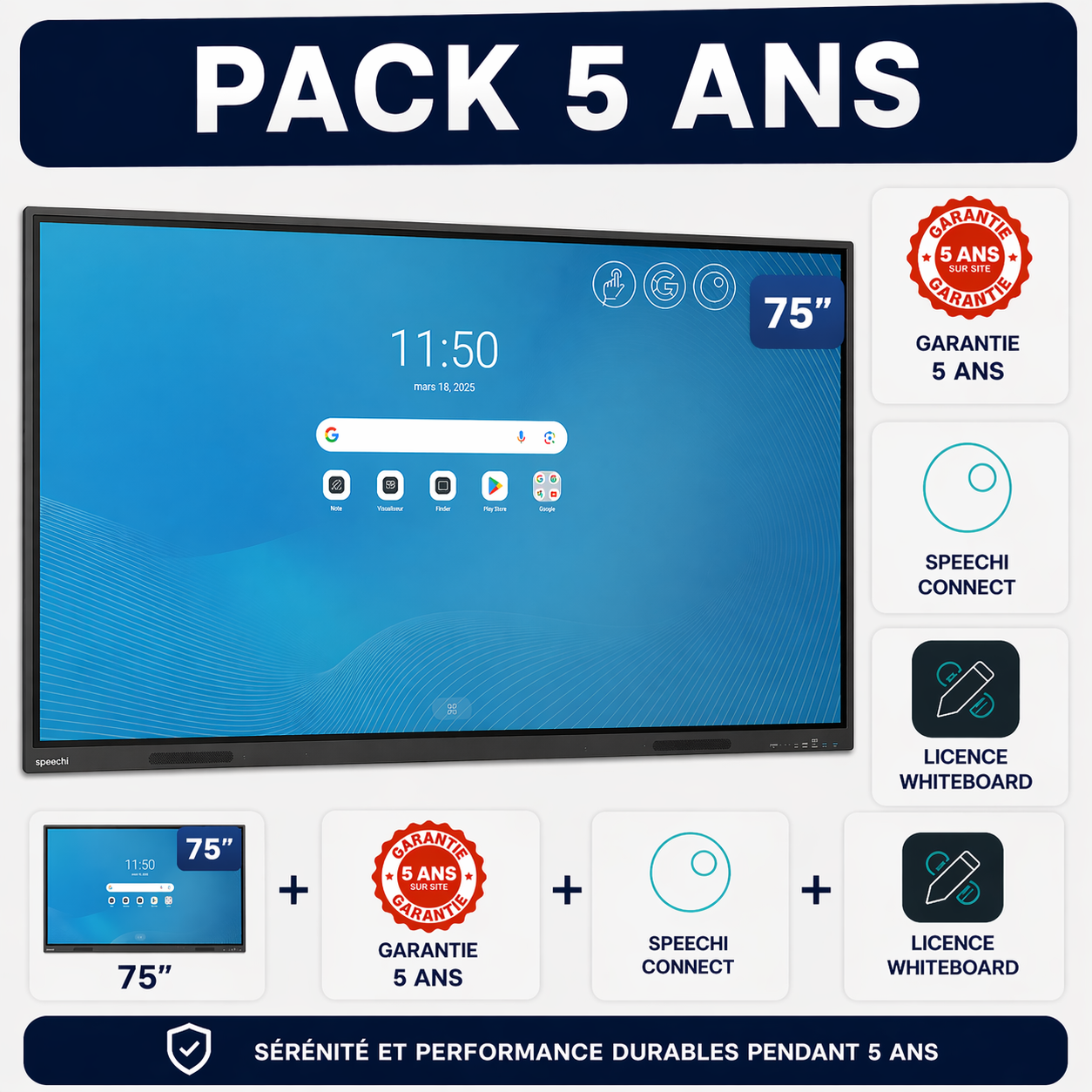 Pack Interactif 360 SuperGlass Essentiel | 75'' (5 ans)