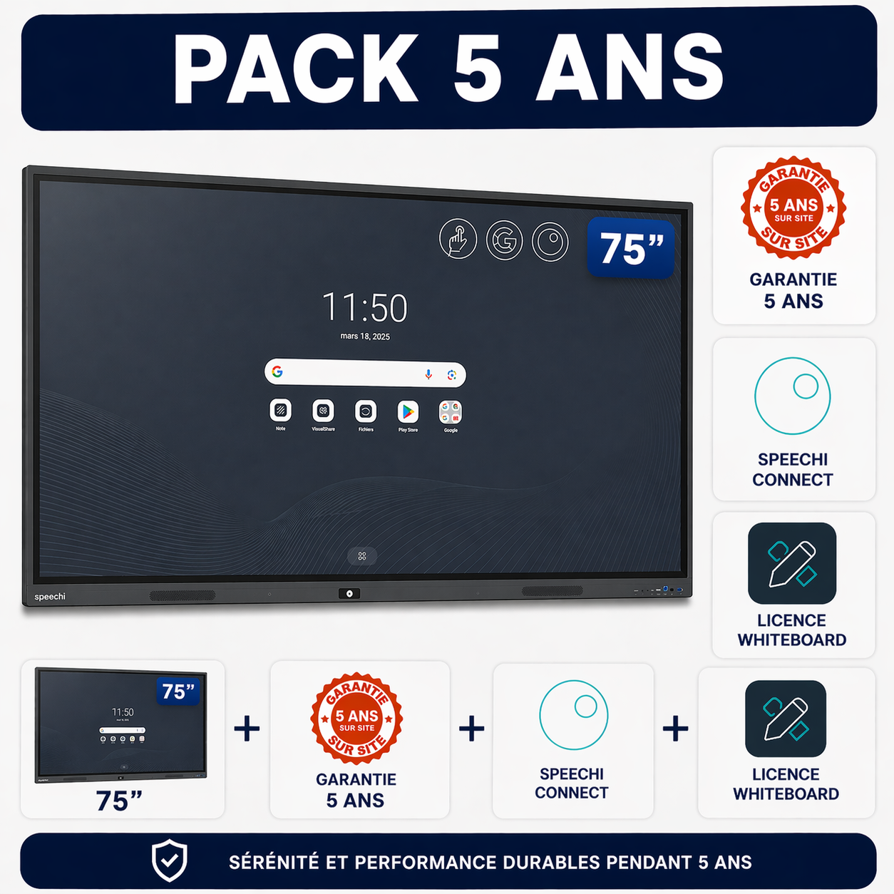 Pack Interactif 360 SuperGlass PRO | 75'' (5 ans)